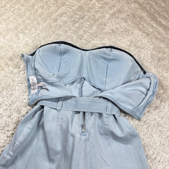 Denim Blvd Strapless Romper Medium Jumpsuit Belted Casual Night Out Western - Picture 4 of 13
